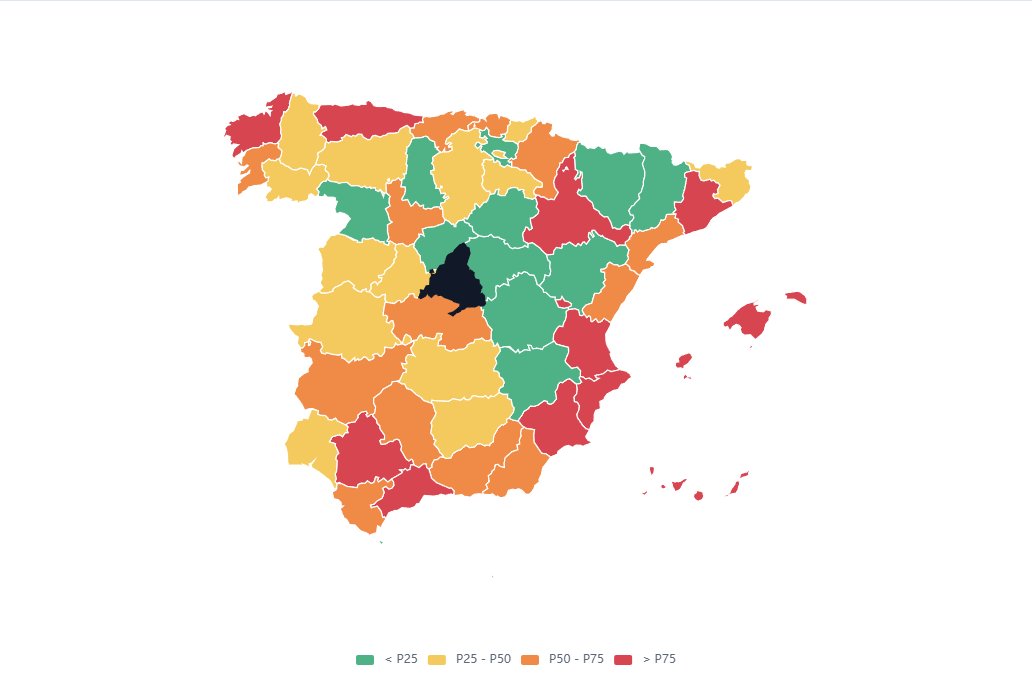 Vista del mapa provincial de la herramienta